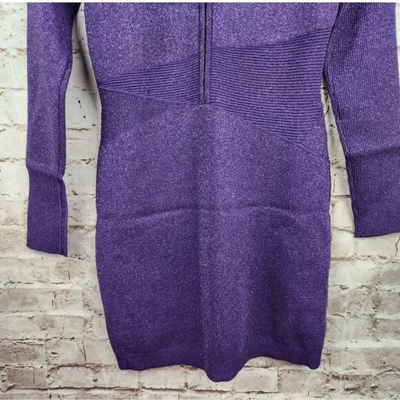 Retrofete Sonja Rib Knit Dress in Metallic Purple Size XL NWT Long Sleeve - Picture 9 of 13